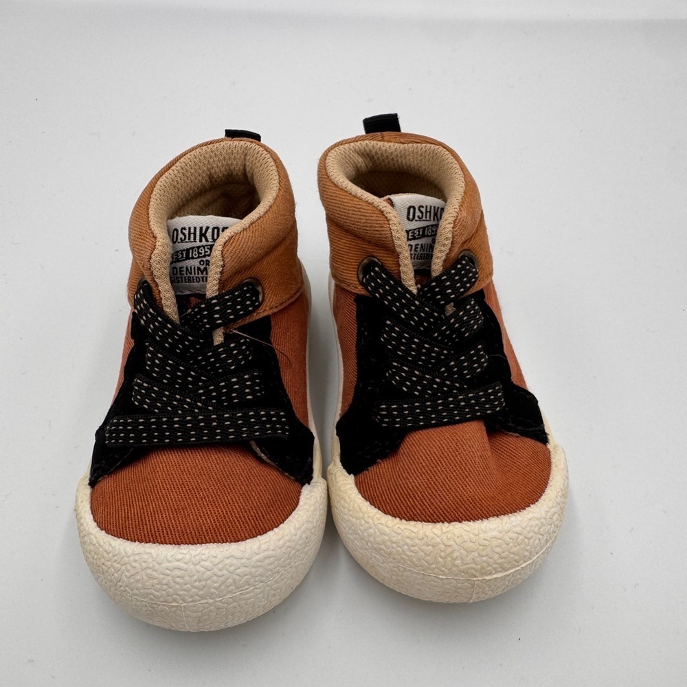OshKosh B'gosh Toddler Size 4 Boys Girls Kids Brown Black HighTop Sneakers Shoes - Picture 2 of 7